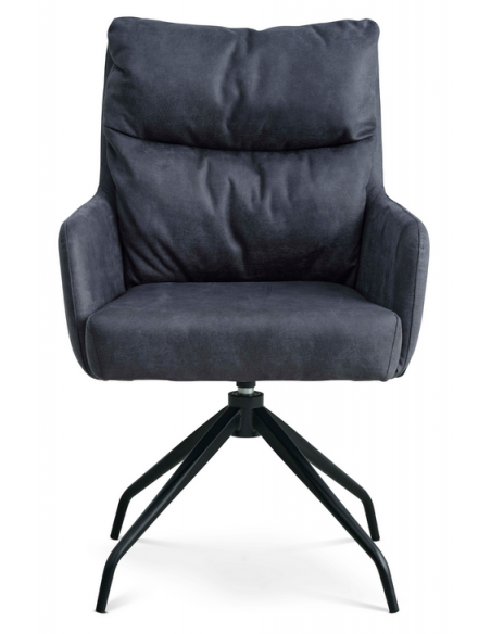 spisebordsstol med armlæn og drejefod læder sort