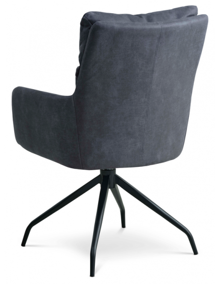 spisebordsstol med armlæn og drejefod læder sort