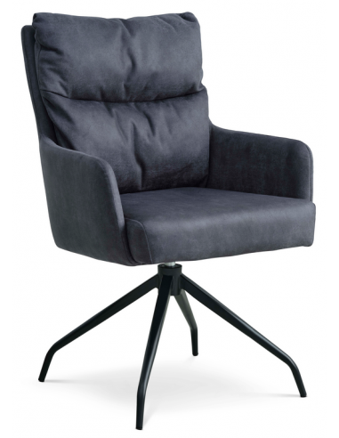 spisebordsstol med armlæn og drejefod læder sort