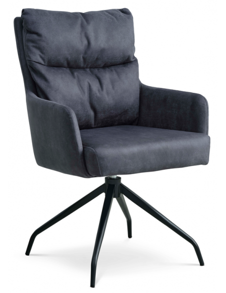 spisebordsstol med armlæn og drejefod læder sort