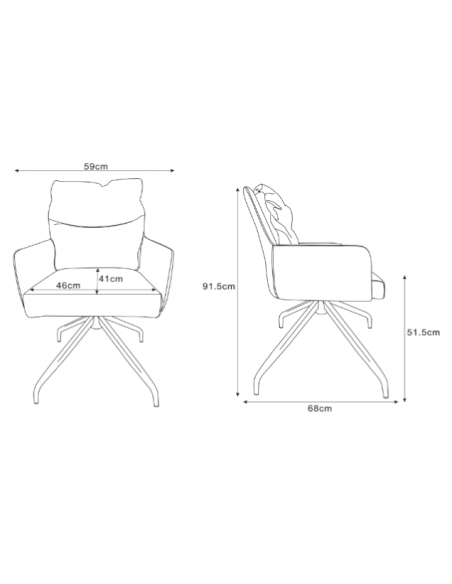 spisebordsstol med armlæn og drejefod læder sort