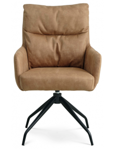 spisebordsstol med armlæn og drejefod læder sort brun 2