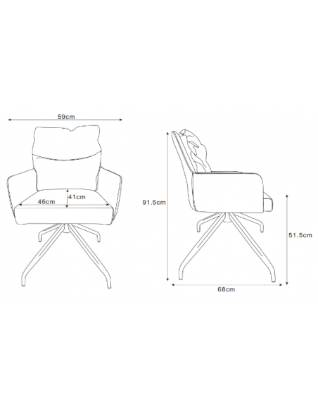 spisebordsstol med armlæn og drejefod drejefunktion læder sort