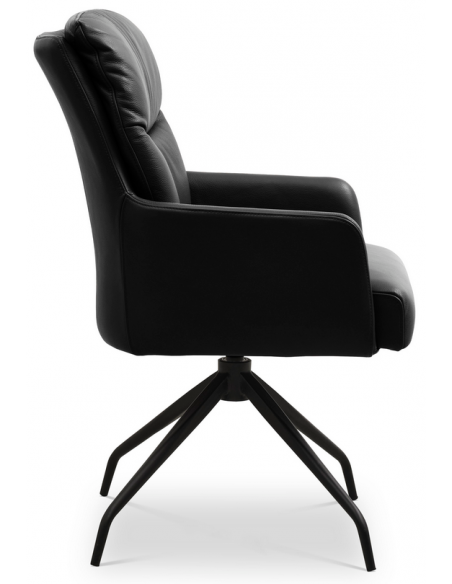 spisebordsstol med armlæn og drejefod drejefunktion læder sort