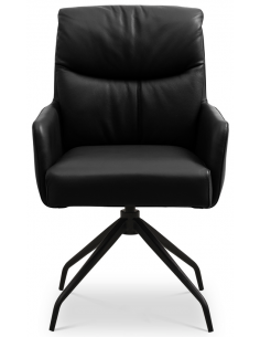 spisebordsstol med armlæn og drejefod drejefunktion læder sort 2