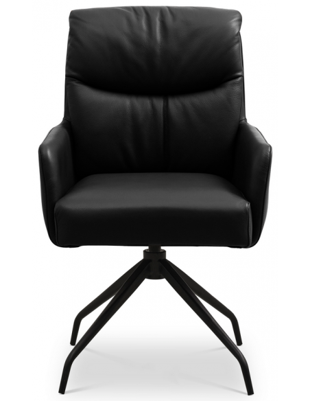 spisebordsstol med armlæn og drejefod drejefunktion læder sort