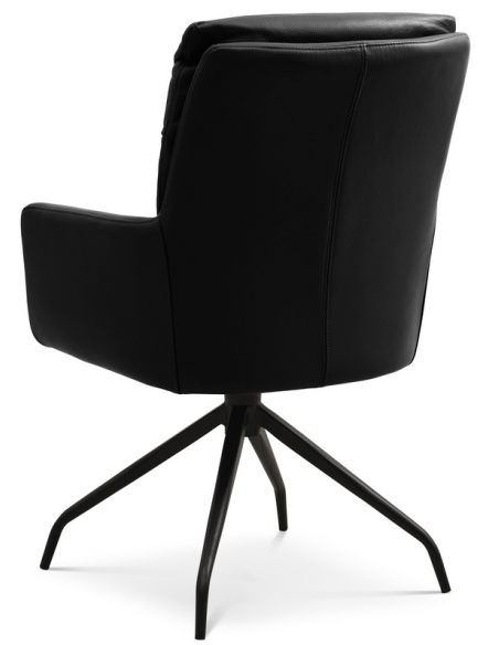 spisebordsstol med armlæn og drejefod drejefunktion læder sort