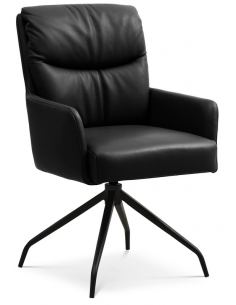 spisebordsstol med armlæn og drejefod drejefunktion læder sort