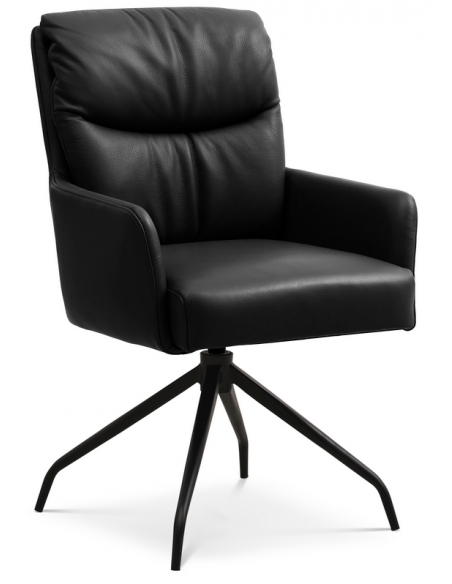 spisebordsstol med armlæn og drejefod drejefunktion læder sort