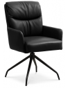 LOTUS Spisebordsstol med drejefod i semi-anilin læder H91,5 cm - Sort/Sort