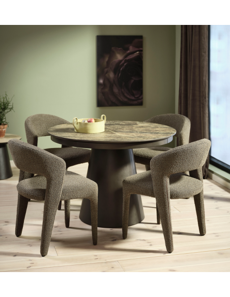 Rundt spisebord med udtræk 110 keramik marmor