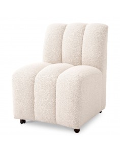 Spisebordsstol på hjul stof moderne design bouclé