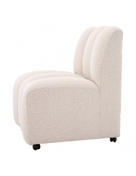 Spisebordsstol på hjul stof moderne design bouclé
