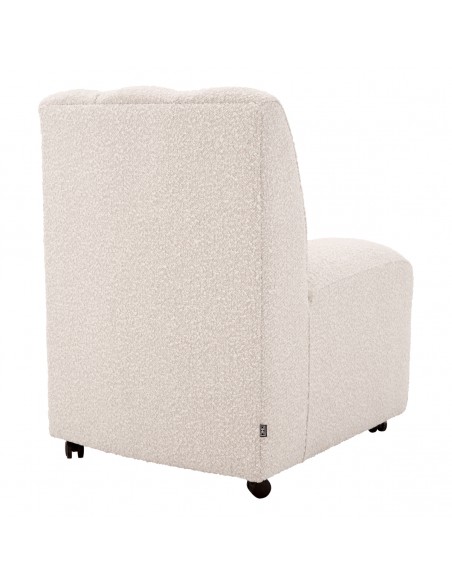 Spisebordsstol på hjul stof moderne design bouclé