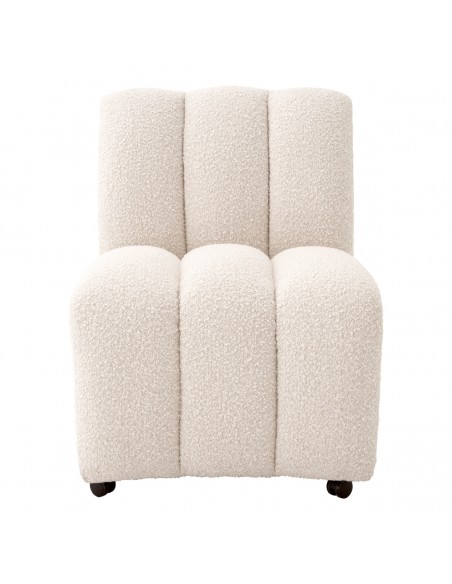 Spisebordsstol på hjul stof moderne design bouclé