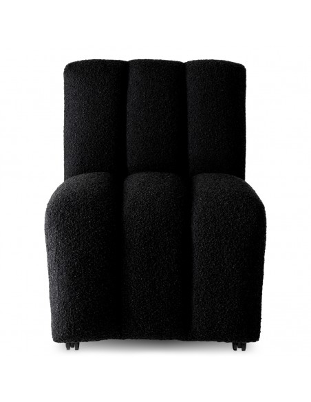 Spisebordsstol på hjul stof moderne design bouclé sort