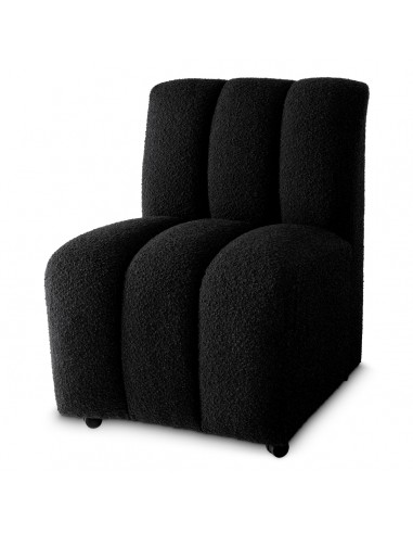 Spisebordsstol på hjul stof moderne design bouclé sort