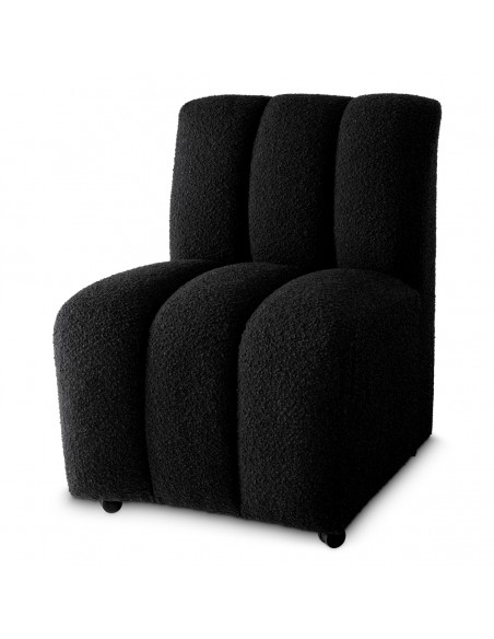 Spisebordsstol på hjul stof moderne design bouclé sort