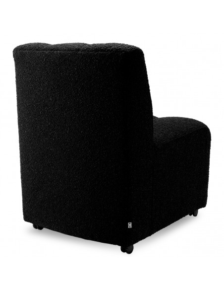 Spisebordsstol på hjul stof moderne design bouclé sort