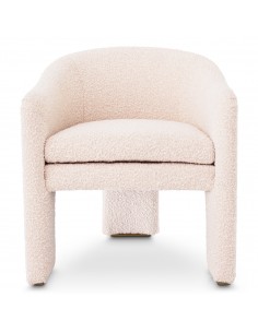 Spisebordsstol med armlæn stof moderne design creme boucle 2
