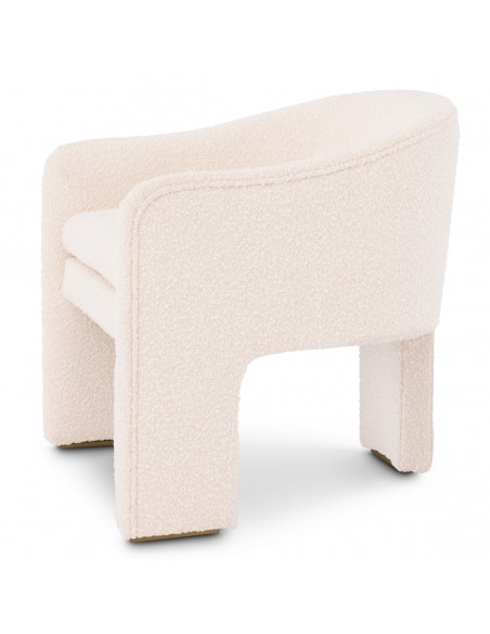 Spisebordsstol med armlæn stof moderne design creme boucle