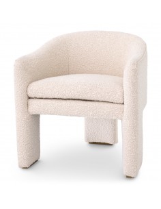 Spisebordsstol med armlæn stof moderne design creme boucle