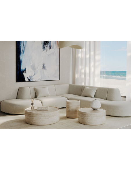 sofabord rundt marmor travertin beige sten