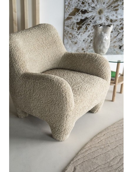 lænestol loungestol teddy plys moderne nordisk design skandinavisk retro stof