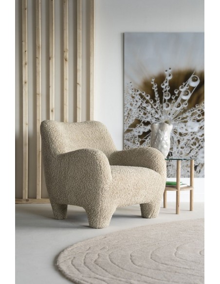 lænestol loungestol teddy plys moderne nordisk design skandinavisk retro stof