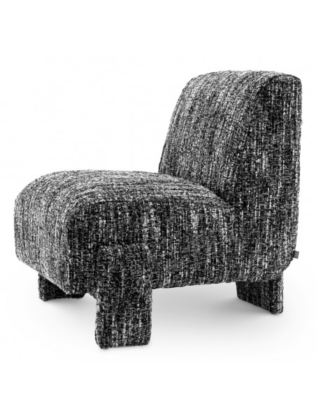 eichholtz lænestol loungestol stof moderne nordisk design skandinavisk sort hvid boucle