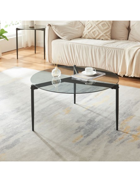 sofabord sidebord stuemøbler rundt moderne design glas