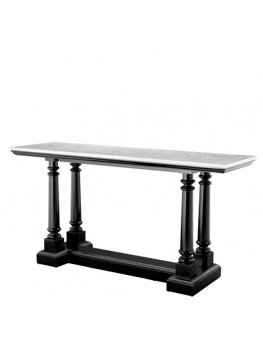 Eichholtz Walford konsolbord i træ og marmor 160 x 50 cm - Blank sort/Hvid marmor
