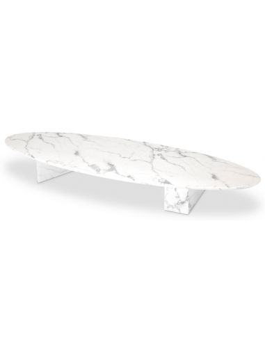 Eichholtz Aurore sofabord i sten 240 x 80 cm – Hvid marmor