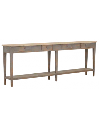 FLAMANT VIRESA Konsolbord i fyrretræ 250 x 38 cm – Antik grå/Antik natur