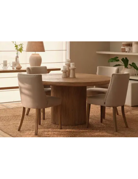 rundt spisebord 150 træ elmetræ rustikt massivt design