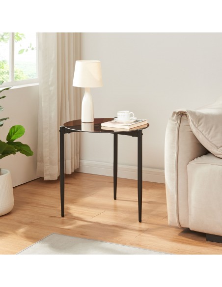 sofabord sidebord stuemøbler rundt moderne design glas