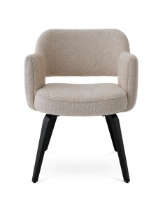 Spisebordsstol med armlæn stof moderne design beige 2