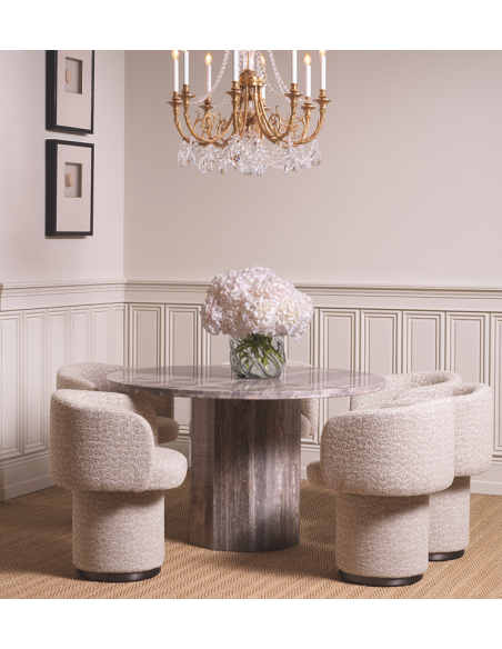 Spisebordsstol med armlæn drej drejefod drejefunktion stof moderne design beige