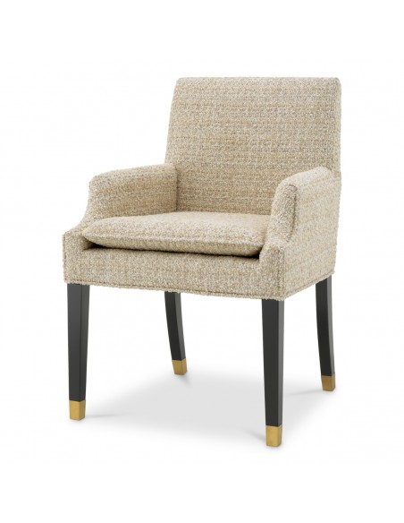 Spisebordsstol med armlæn stof moderne design beige