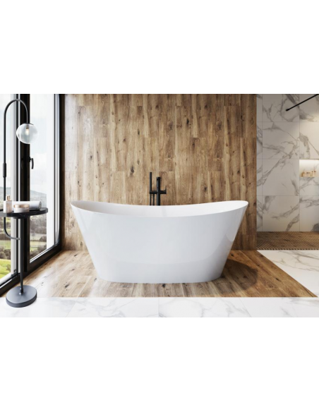 fritstående badekar 170 blank skinnende hvid akryl moderne design