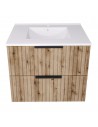 PENSAN Komplet badmiljø i MDF, møbelplade og keramik B61 x D46,5 cm - Vild eg/Hvid