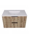 PENSAN Komplet badmiljø i MDF, møbelplade og keramik B81 x D46,5 cm - Vild eg/Hvid