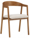 Sæt med 2 x LANGO Spisebordsstole i asktræ og polyester H77 cm - Brun/Natur