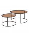 Indskudsborde i metal og glas H39 + 45 x Ø60 + 80 cm - Sort/Røget