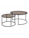 Indskudsborde i metal og glas H39 + 45 x Ø60 + 80 cm - Sort/Grå