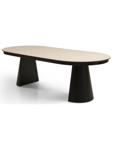 Rundt spisebord med udtræk 110 keramik sten sort 2