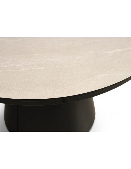 Rundt spisebord med udtræk 110 keramik sten sort