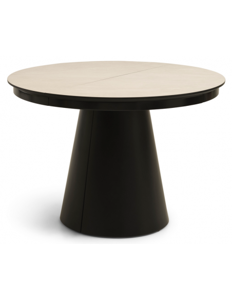 Rundt spisebord med udtræk 110 keramik sten sort