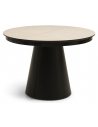 PEARL Rundt spisebord med udtræk i metal og HPL Ø110 x 110 - 240 cm - Sort/Lysegrå steneffekt