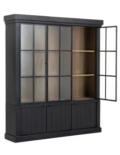 vitrineskab vitrine skab sort lys lamper belysning moderne design eg egetræ 2